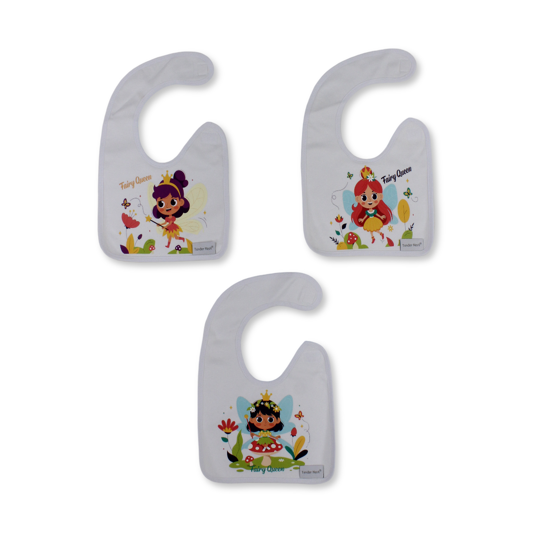 Cotton Baby Bib Set (3 Pieces) – Queen Fairy Designs - Baby Essentials - Petit Bebe