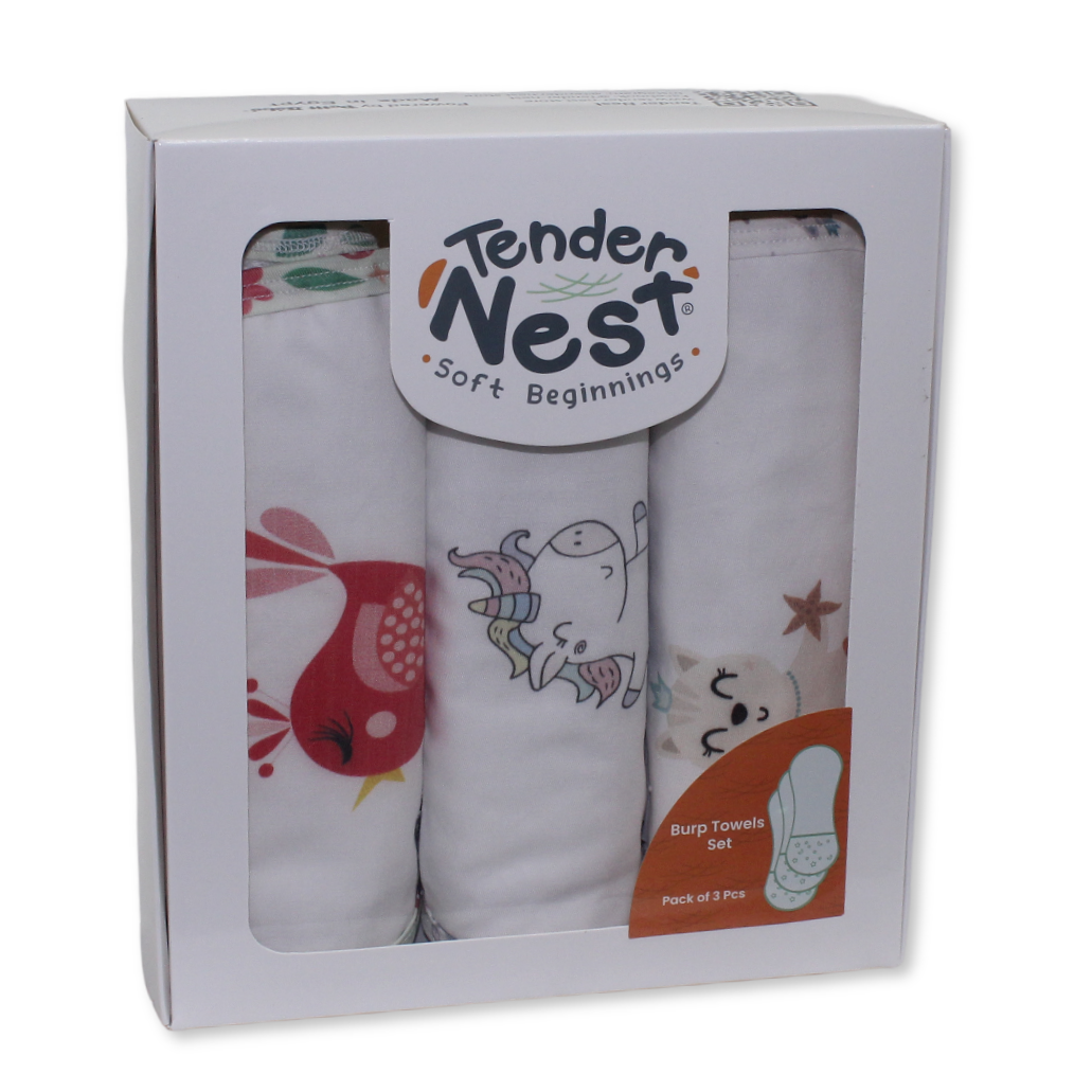 Tender Nest Soft Beginnings Burp Towel Set – Pack of 3 - Baby Essentials - Petit Bebe