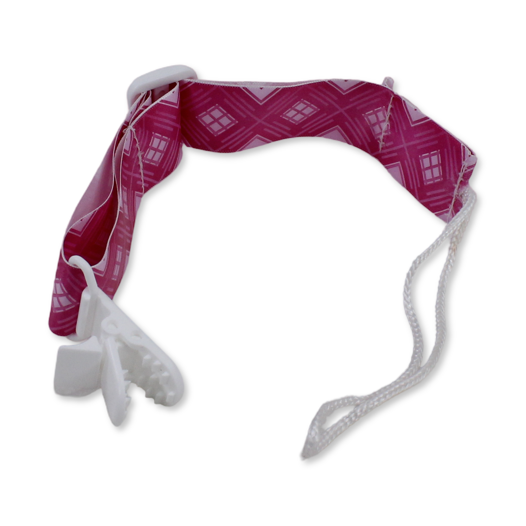 Cotton Soother Clip – Pink Square Pattern