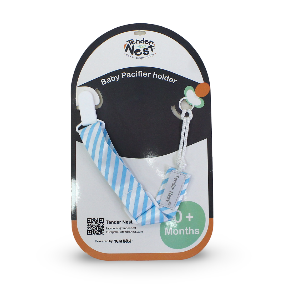 Tender Nest Baby Pacifier Holder 0m+ – Striped Print - Baby Essentials