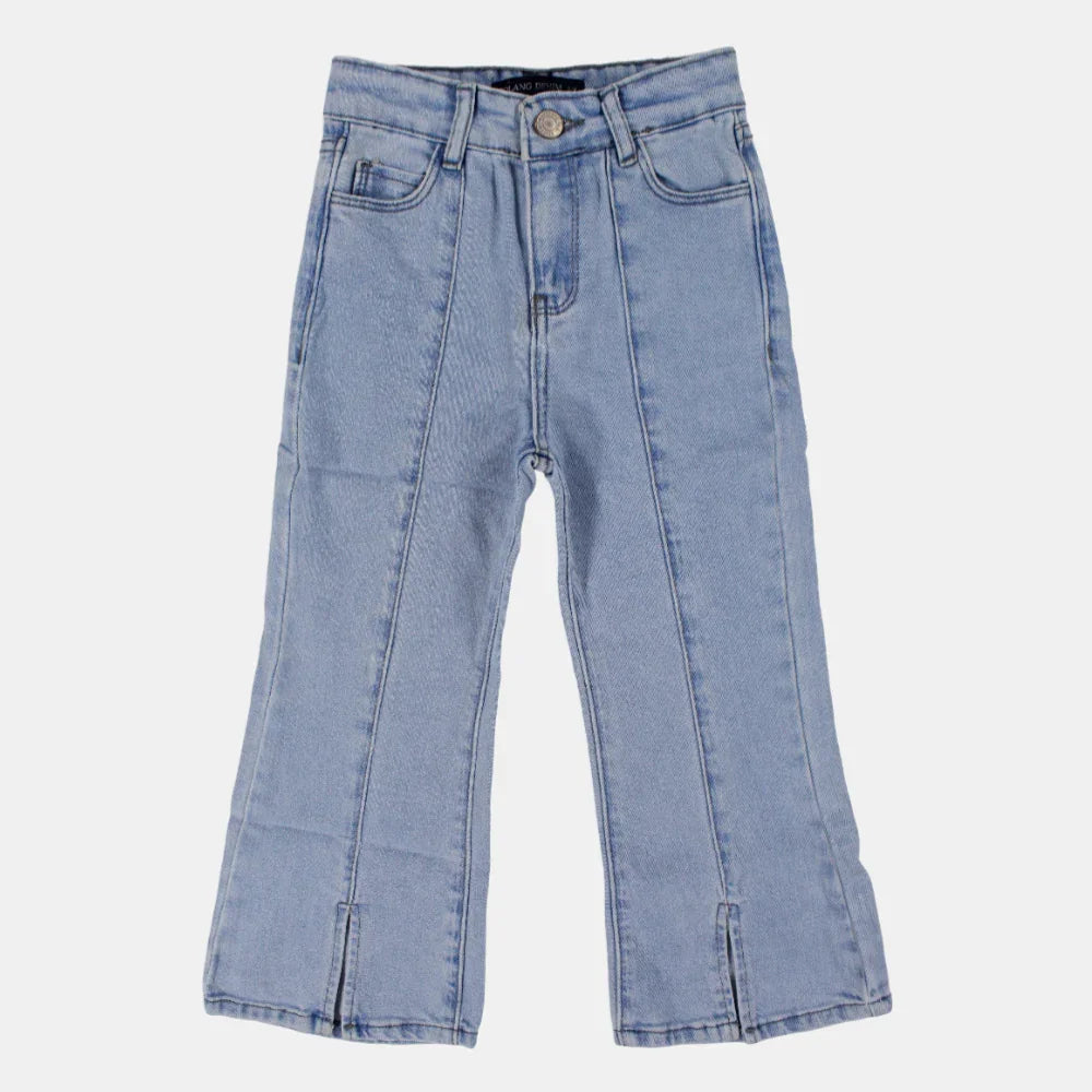 Girls Light Blue Denim Jeans – Mid-Rise
