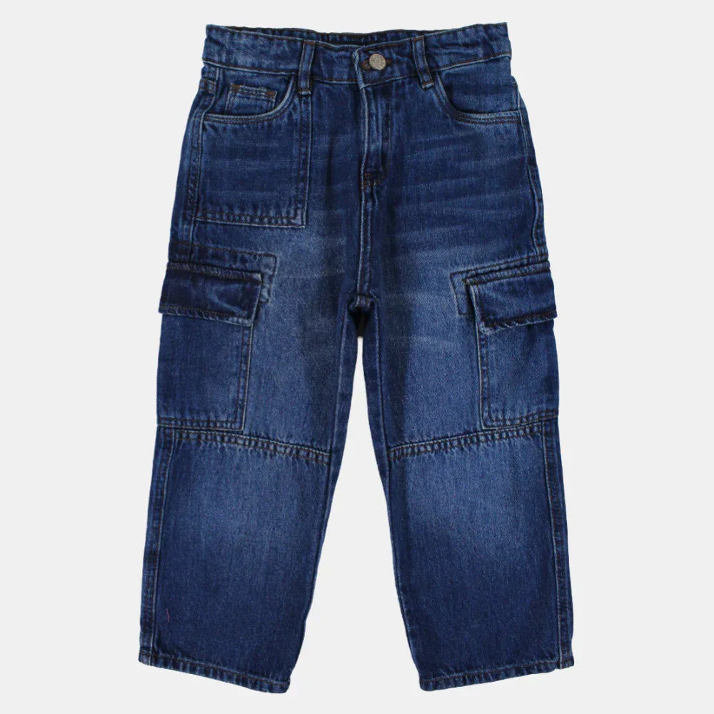 Boys Cargo Jeans – Dark Wash