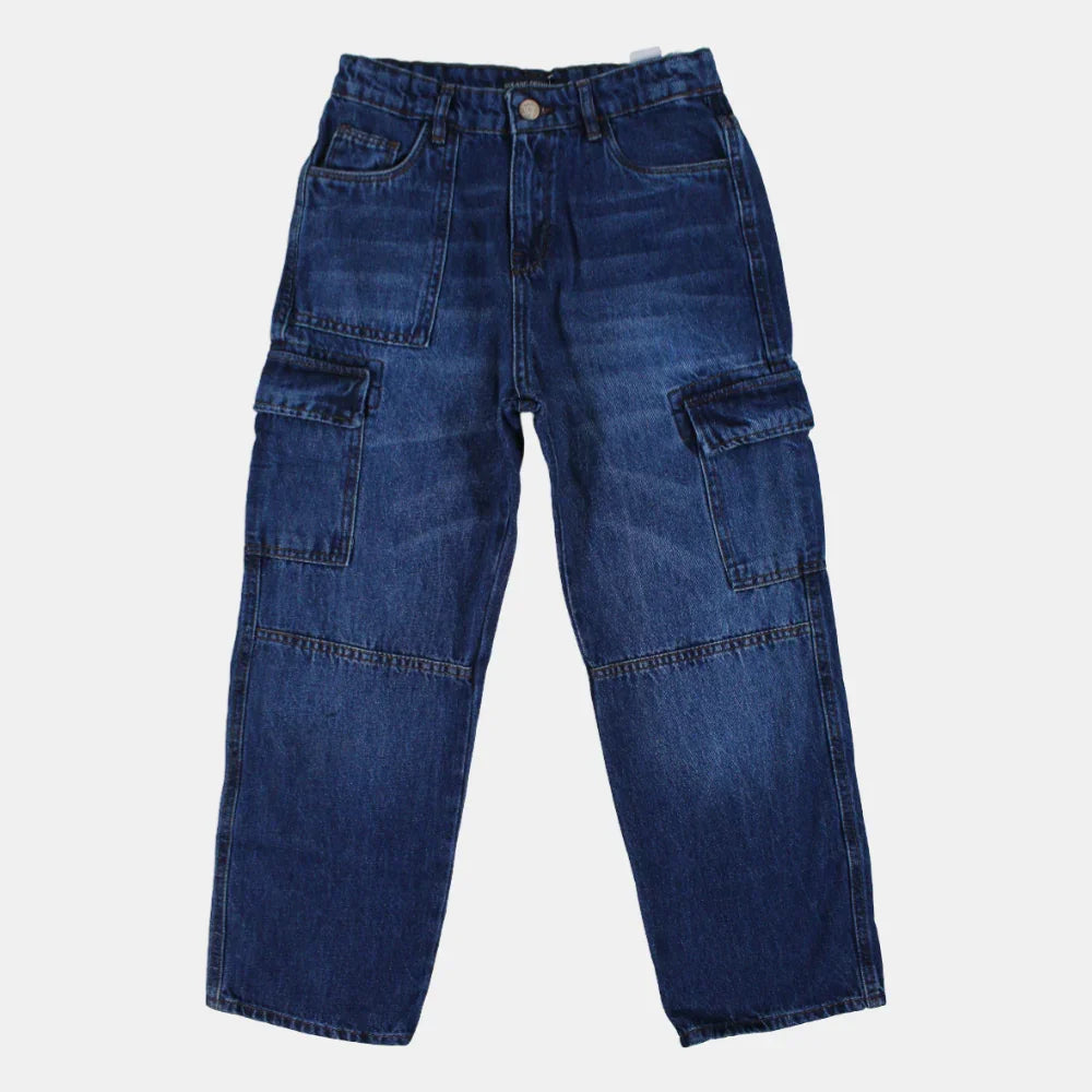 Boys Cargo Jeans - Dark Wash