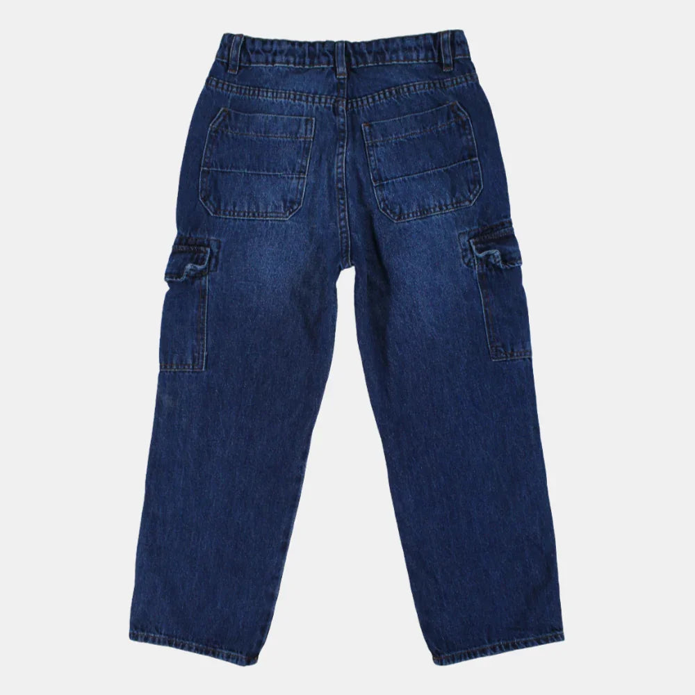 Boys Cargo Jeans - Dark Wash
