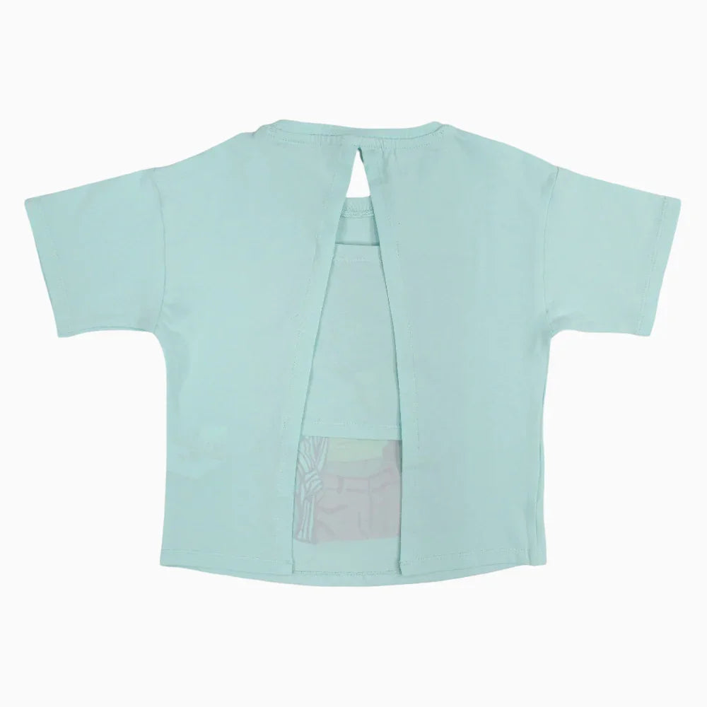 Girls Split Back Cotton T-Shirt - Cool Girl Print