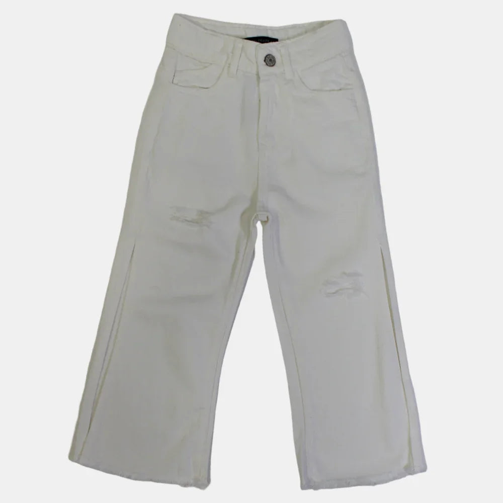 Girls Gabardine Pants – White Ripped Style