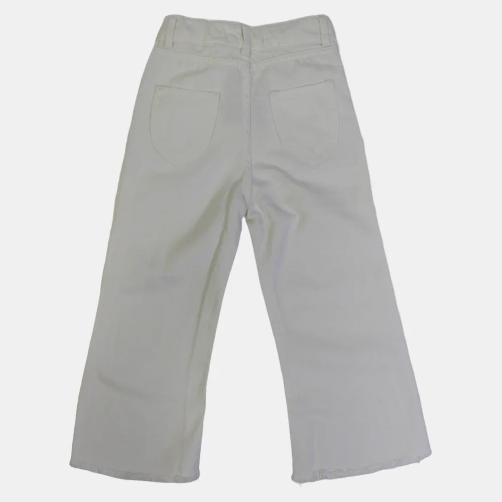 Girls Gabardine Pants – White Ripped Style