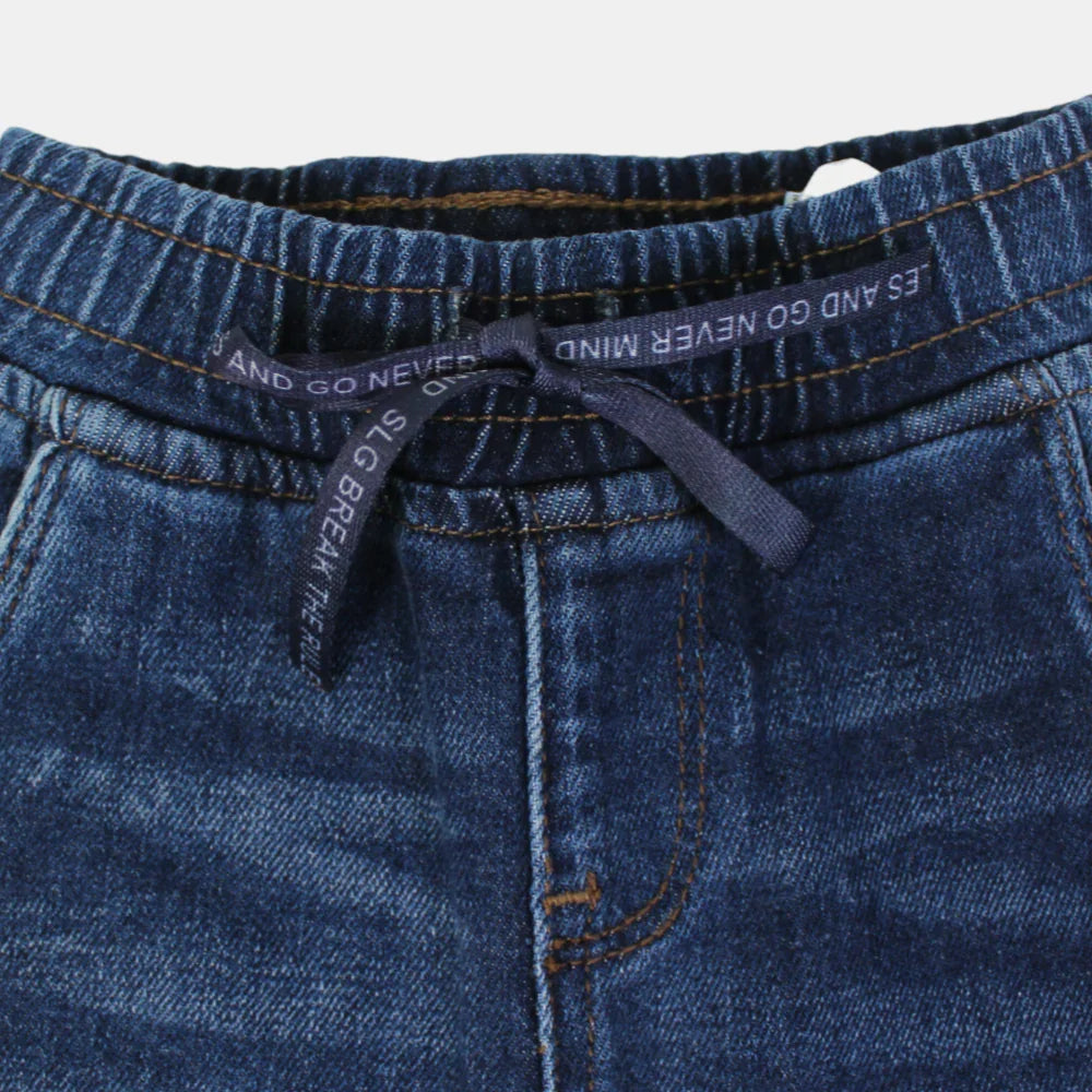 Light-Wash Denim Cargo Jeans