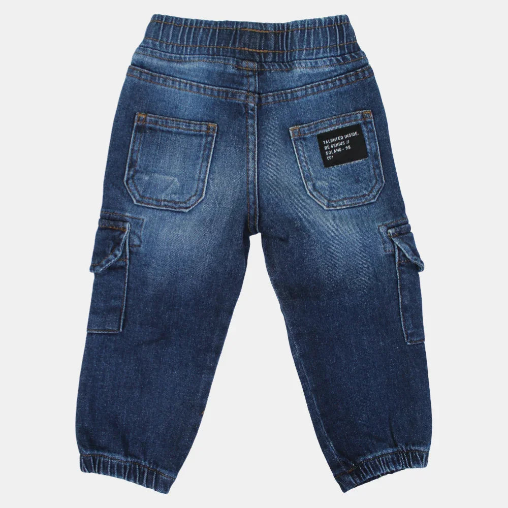 Light-Wash Denim Cargo Jeans