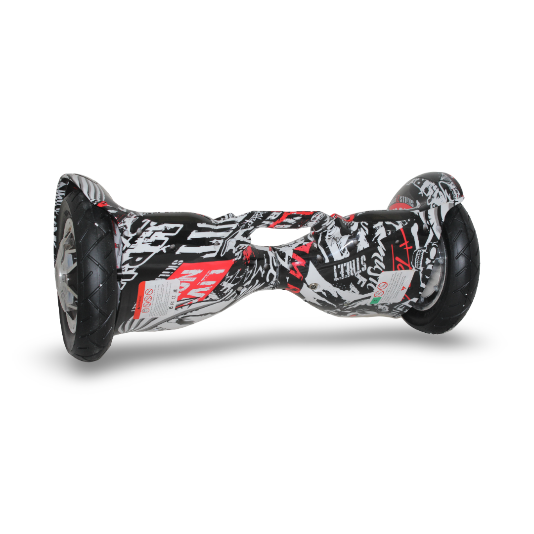 Electric Hoverboard 10 Inches – Black & White Graffiti Print
