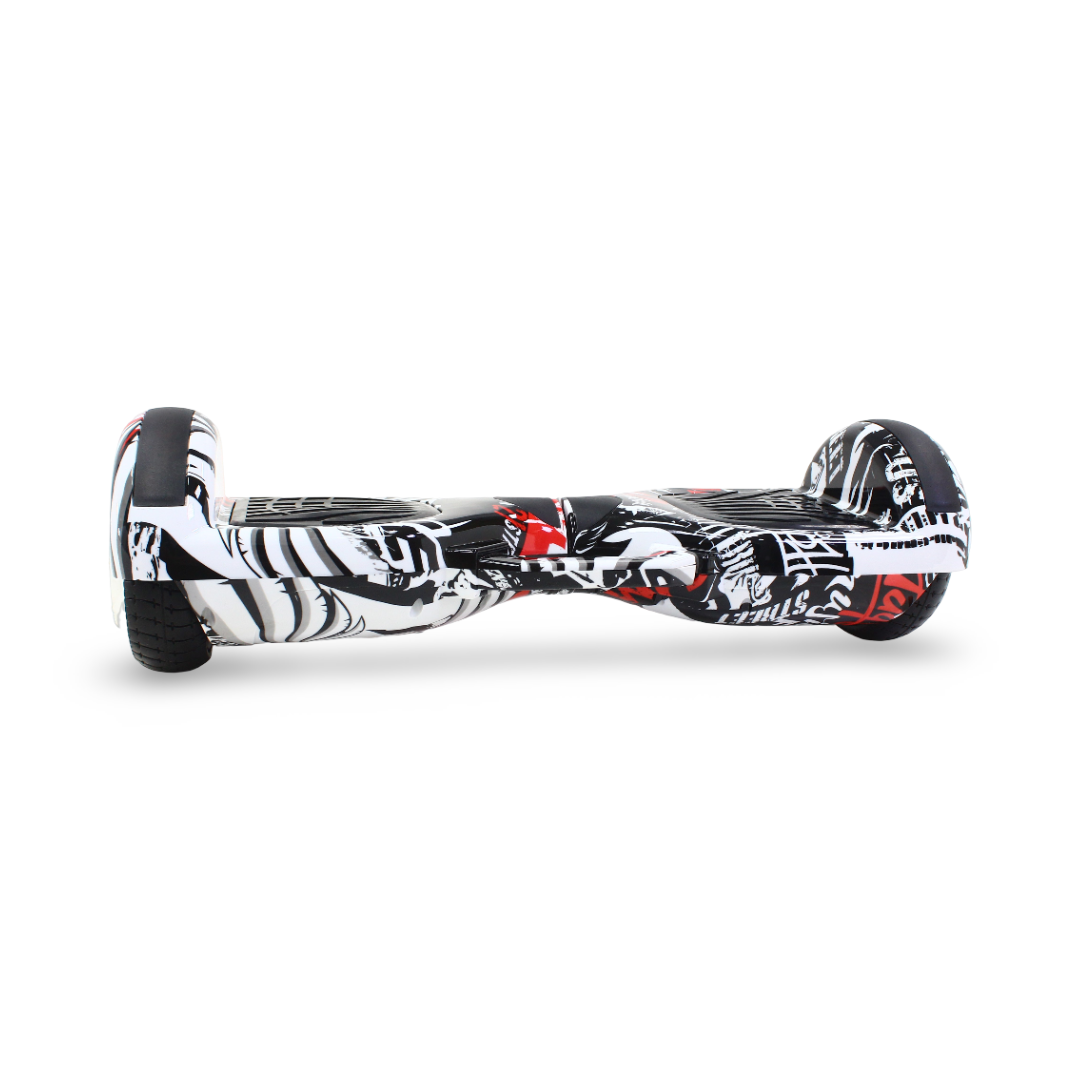 6.5-Inch Hoverboard with Text Print – White & Black