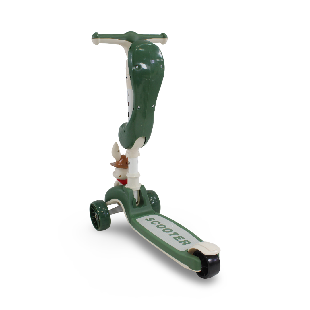 Bunny 3-Wheel Kids Scooter with Seat – Olive Green