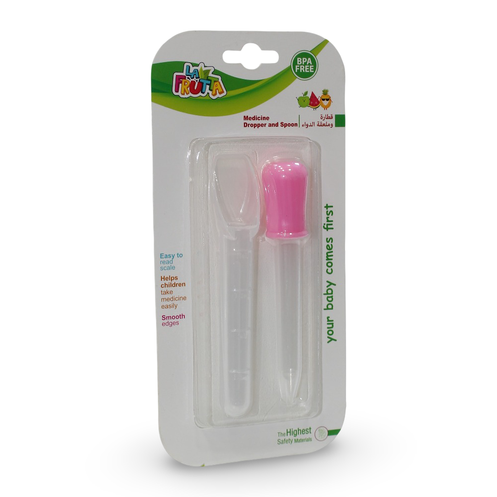 La Frutta Medicine Dropper & Spoon Set – Pink - Baby Essentials