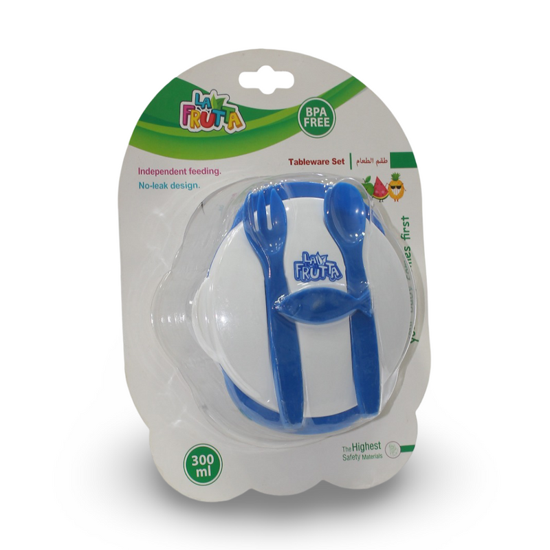 La Frutta Plate + (Spoon & Fork) Set For Kids – Navy - Baby Essentials