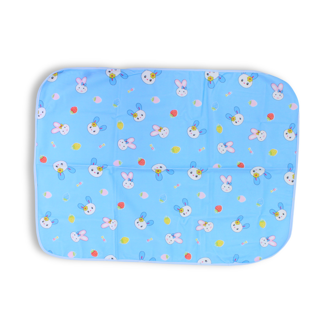 La Frutta Waterproof Baby Diaper Changing Mat – Baby Blue with Rabbit Print