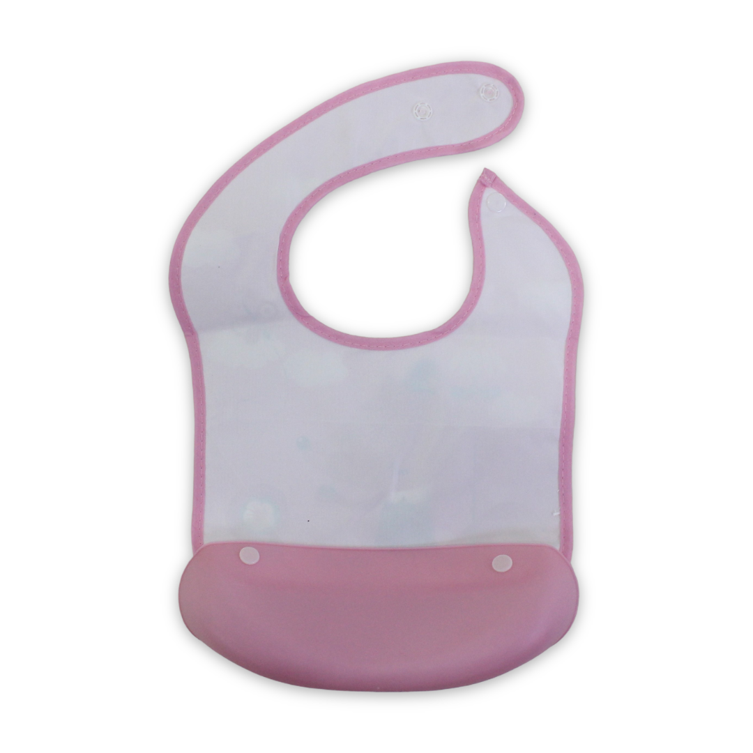 La Frutta Silicone Waterproof Baby Bib with Pocket – Pink with Squirrel Print