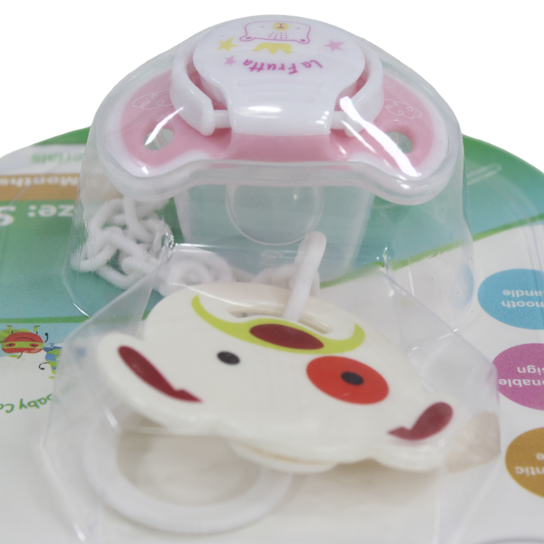 La Frutta Clipzy Pacifier Size S 0-6m – Pink with Dog Print