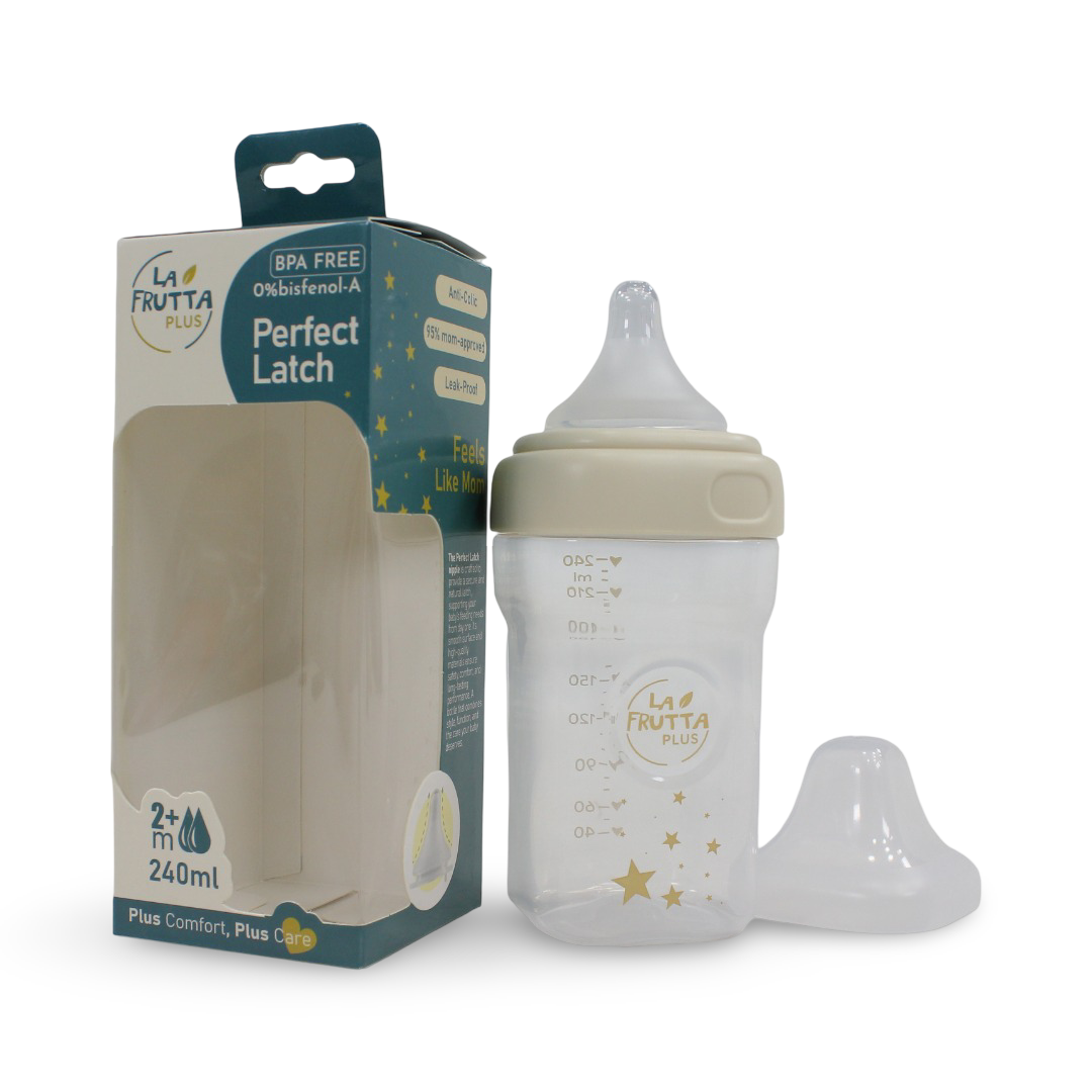 La Frutta Perfect Latch Baby Feeding Bottle 240ml – Off-White - Baby Essentials