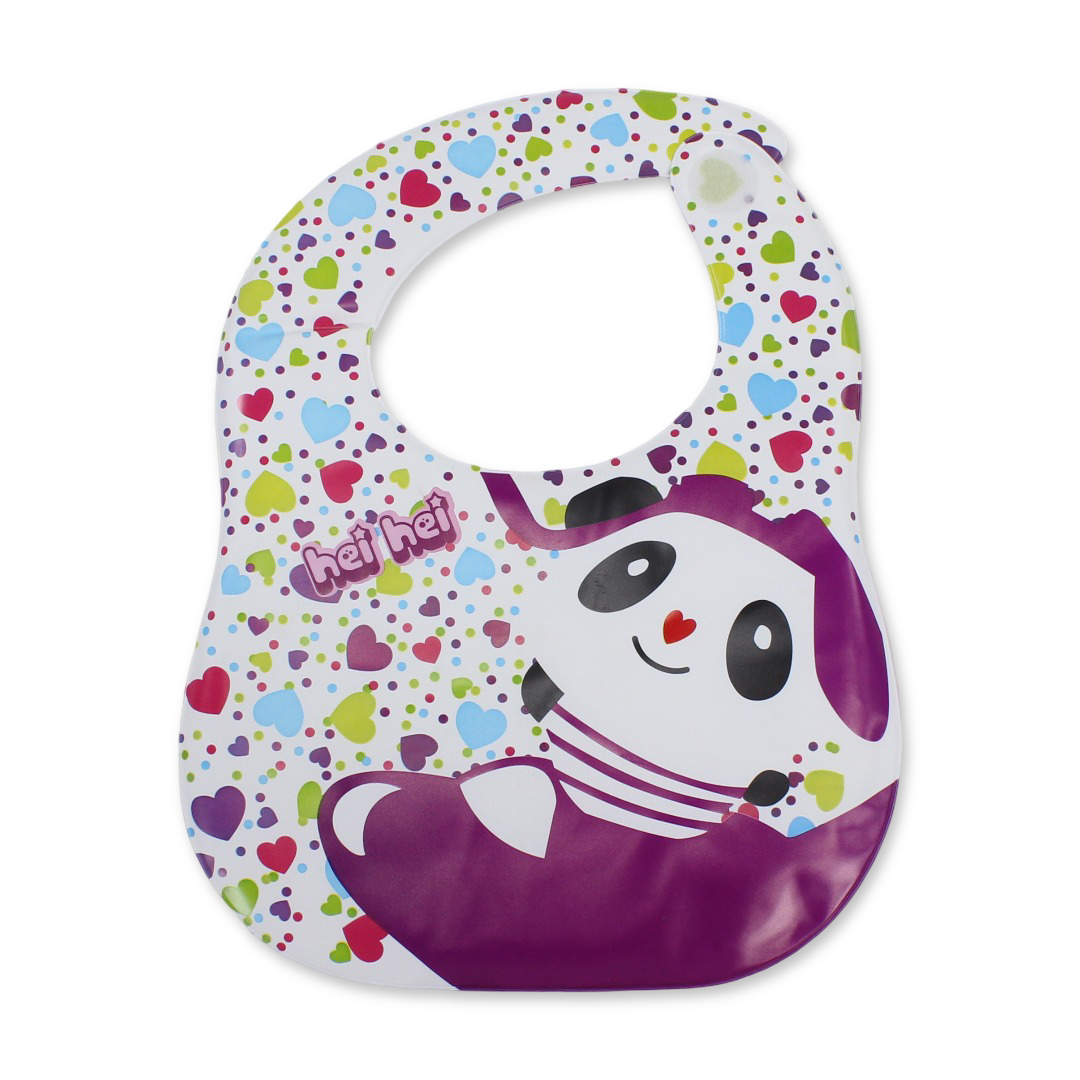 La Frutta PVC Baby Feeding Bib – Purple with Panda Print - Baby Essentials
