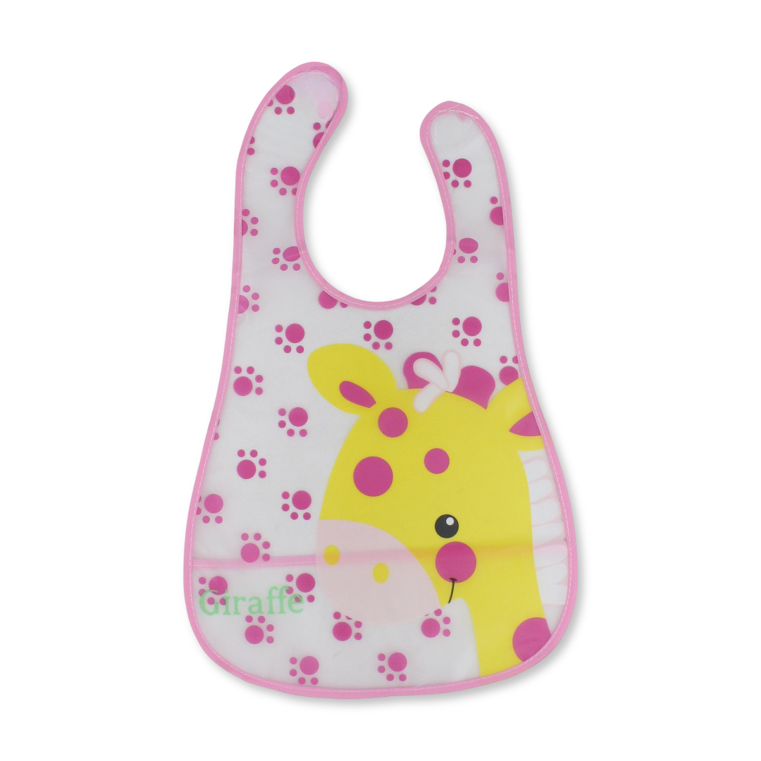 La Frutta Waterproof Baby Bib – Pink with Giraffe Print - Baby Essentials