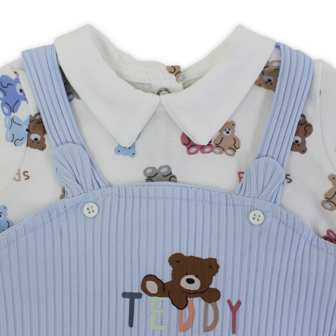 Baby Boys Cotton Romper – "Teddy" Print