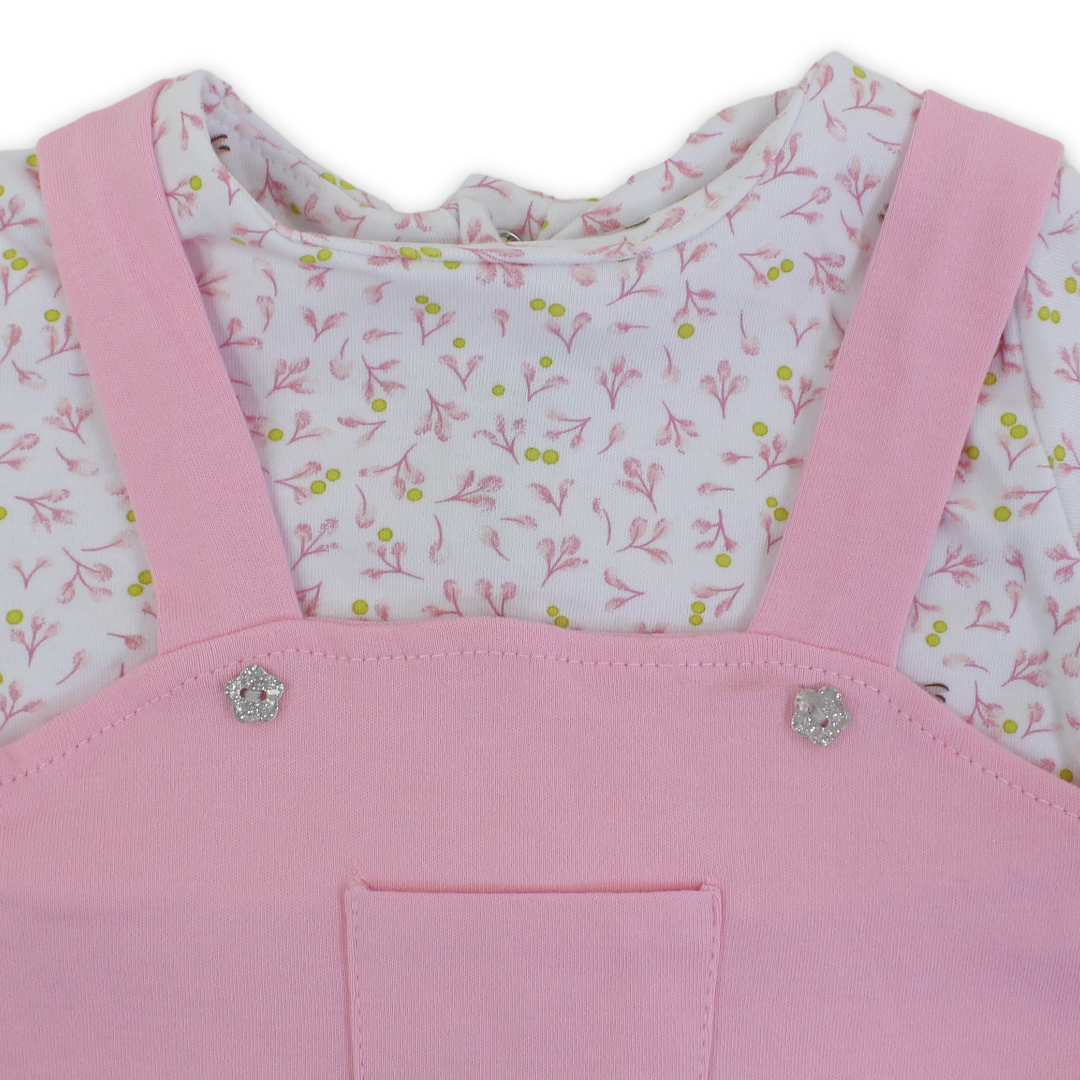Baby Girls Cotton Romper – Leaves Print