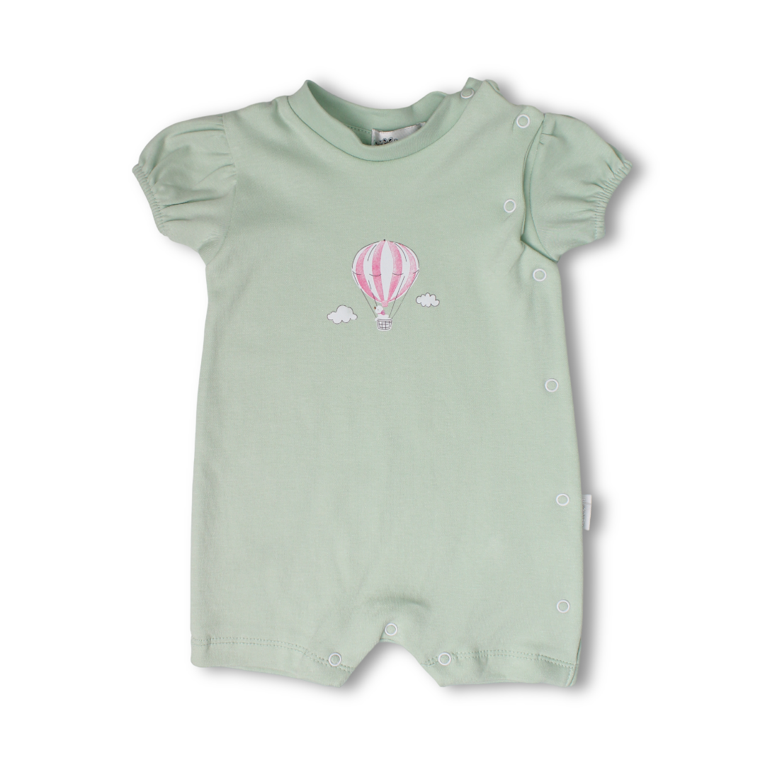 Baby Girls Cotton Romper – Hot Air Balloon Print