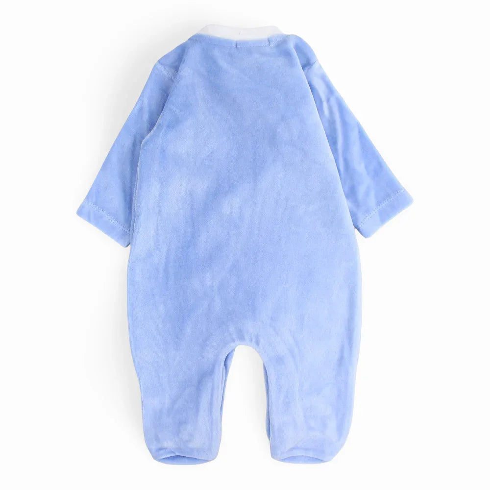 Baby  Boys Velvet Baby Footie - Dog Embroidery