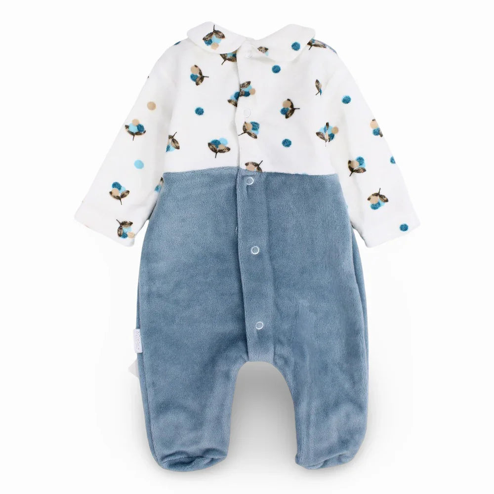 Baby Girls Velvet Sleeveless Onesie with Long-Sleeved Top - Squirrel & Flowers Design
