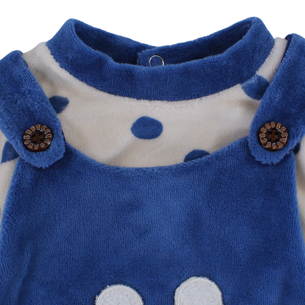 Baby Girls Velvet Baby Footie – Polka Dots & Bunny Face Design