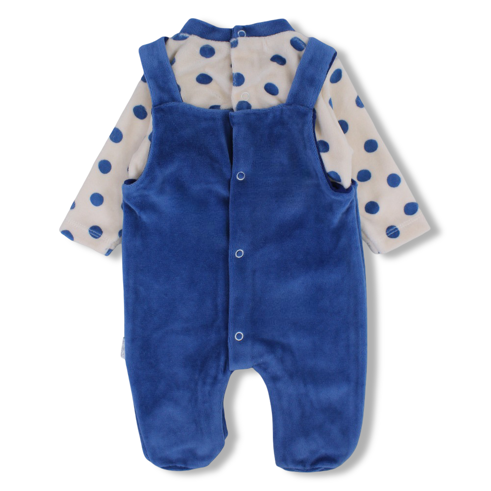 Baby Girls Velvet Baby Footie – Polka Dots & Bunny Face Design