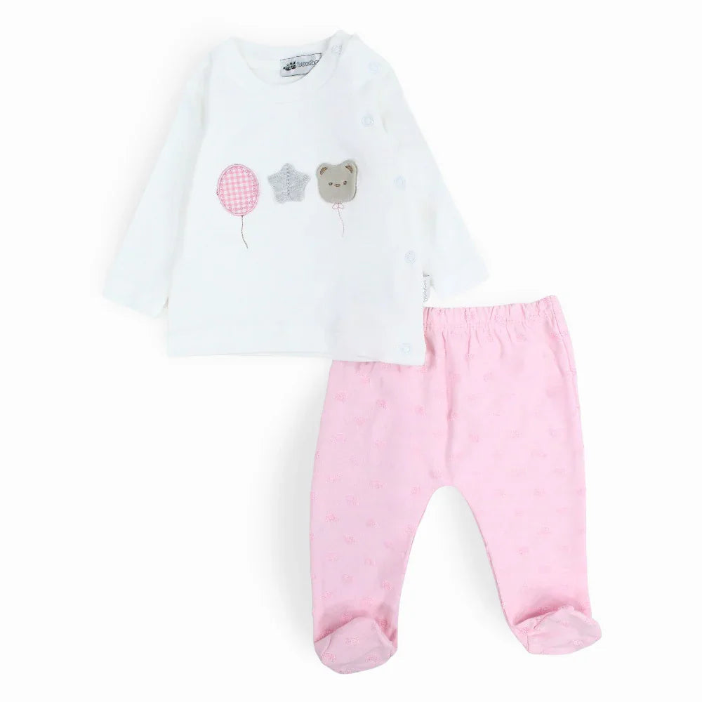 Baby Girls Cotton Pajama Set - Girly Cute Embroideries