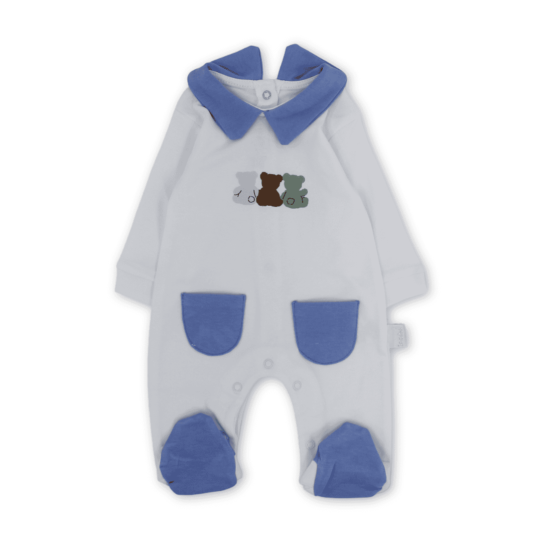 Unisex Baby Cotton Baby Footie – 3 Teddy Bears Print - Clothing - Bumber