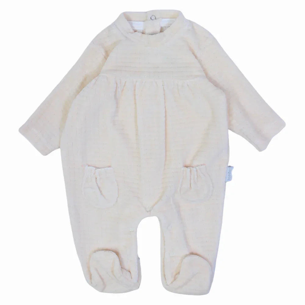 Baby Girls Plain Velvet Baby Footie