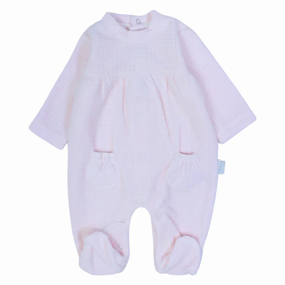 Baby Girls Plain Velvet Baby Footie
