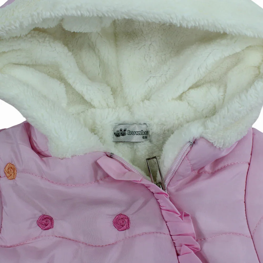 Baby Girls Waterproof Hooded Overall - Flowers Design