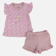 Baby Girls Cotton 2-Piece Outfit Set – Sleeveless with Floral Design