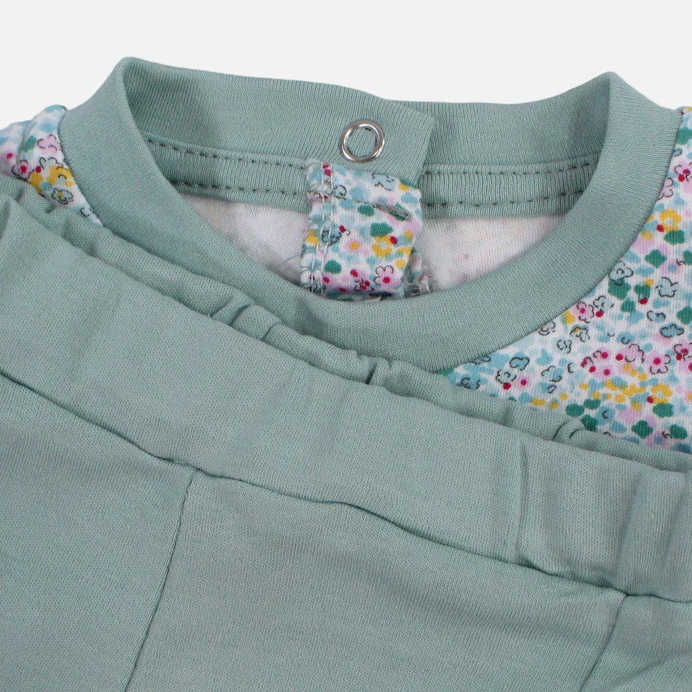 Baby Girls Cotton 2-Piece Outfit Set – Sleeveless with Floral Design