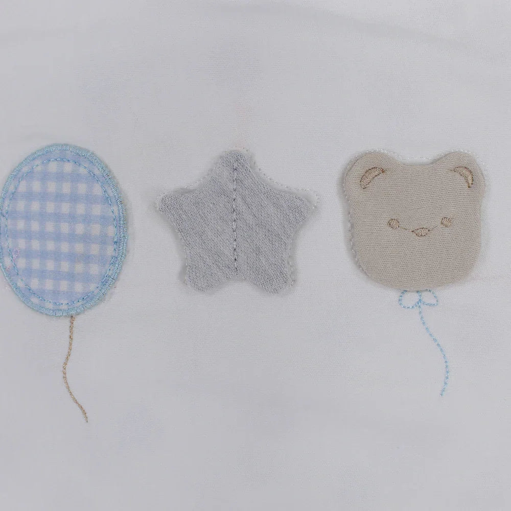Unisex Baby Cotton Blanket – Bear, Star, & Balloon Design
