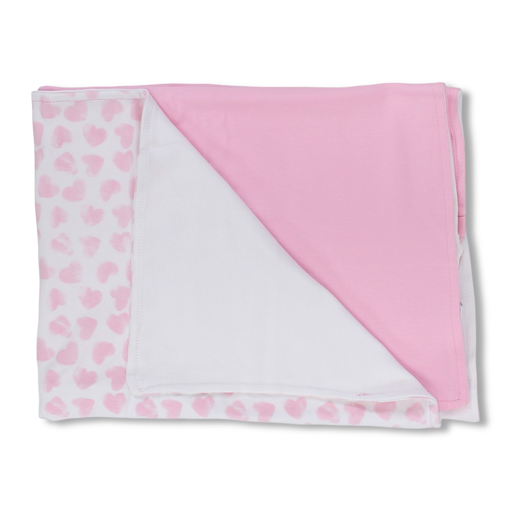 Cotton Baby Blanket – Hearts Print - Baby Essentials - Bumber