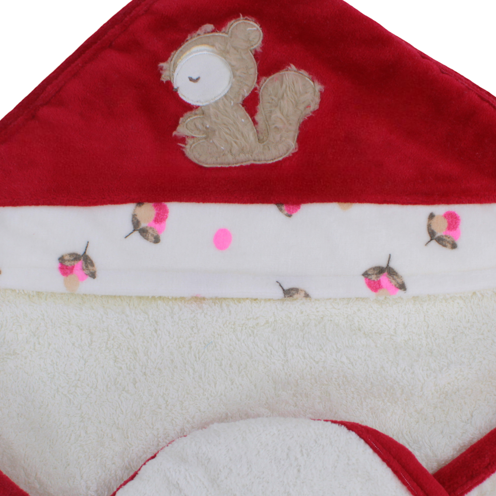 Baby Cotton Hooded Towel - Squirrel Design
