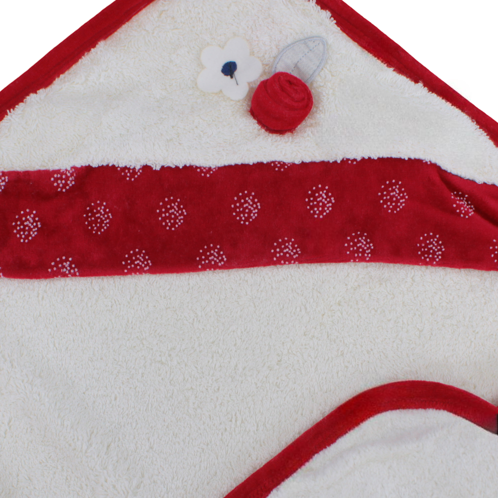 Baby Cotton Hooded Towel - Flower Design