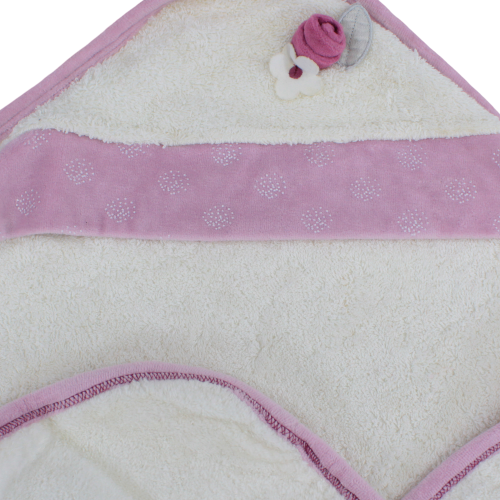 Baby Cotton Hooded Towel - Flower Design