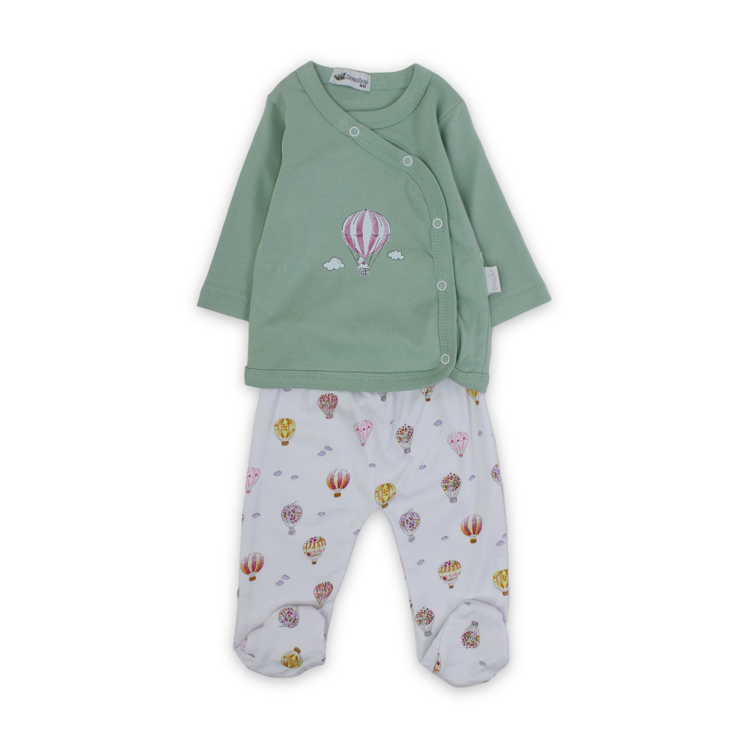 Unisex Baby Cotton Pajama – Clouds and Balloons Print