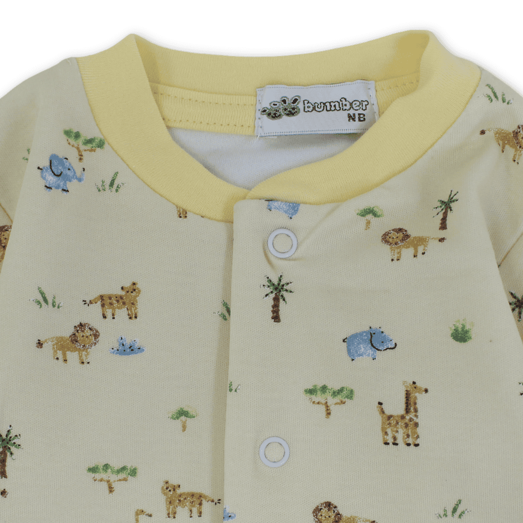 Baby Boys Cotton Baby Footie Onesie – Animals Print