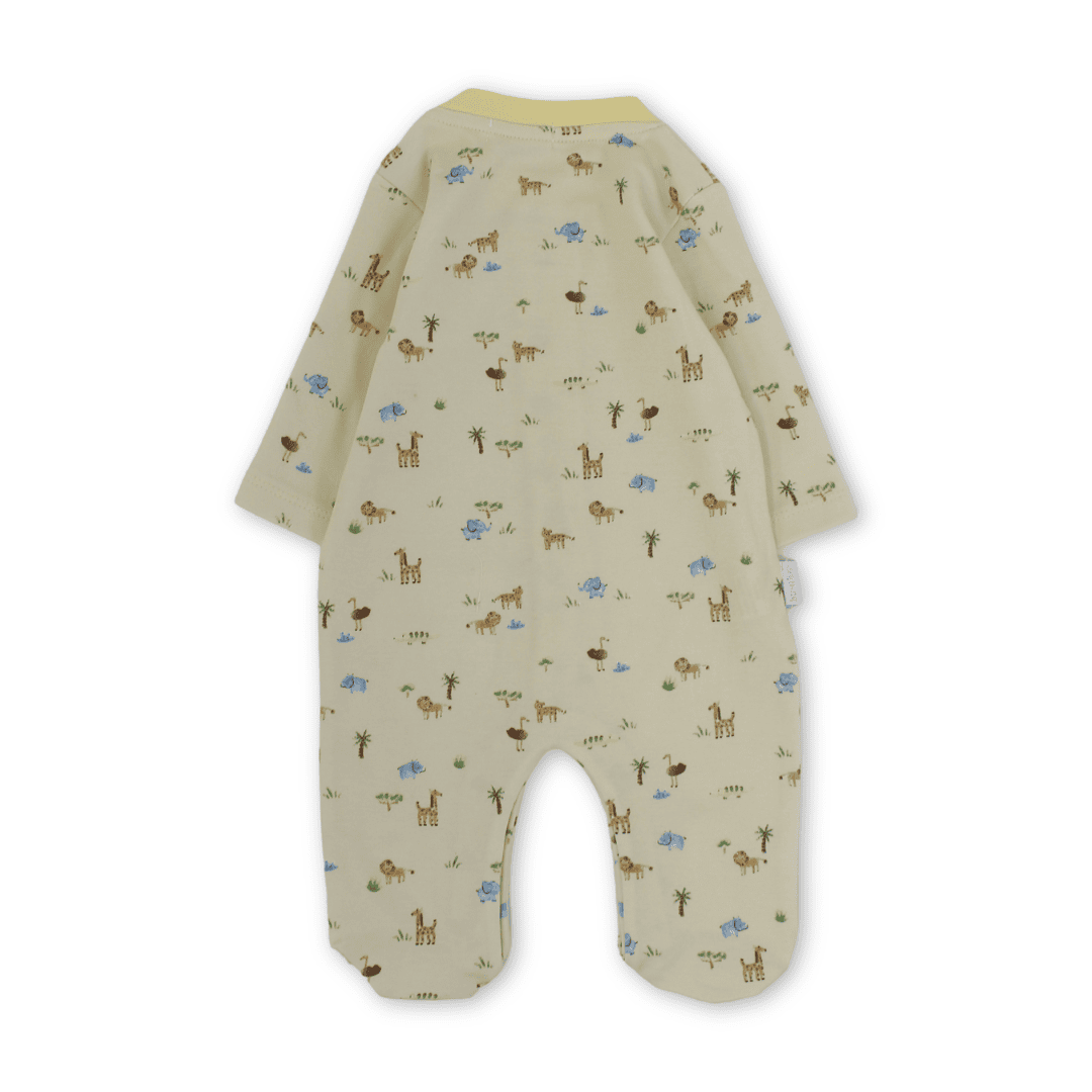 Baby Boys Cotton Baby Footie Onesie – Animals Print
