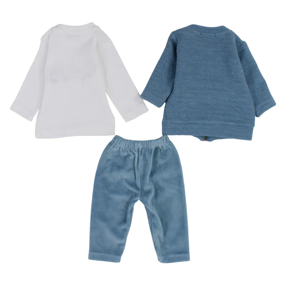 Baby Boys Velvet 3-Piece Outfit Set – Car Design