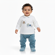 Baby Boys Velvet Pajama Set – Train Design