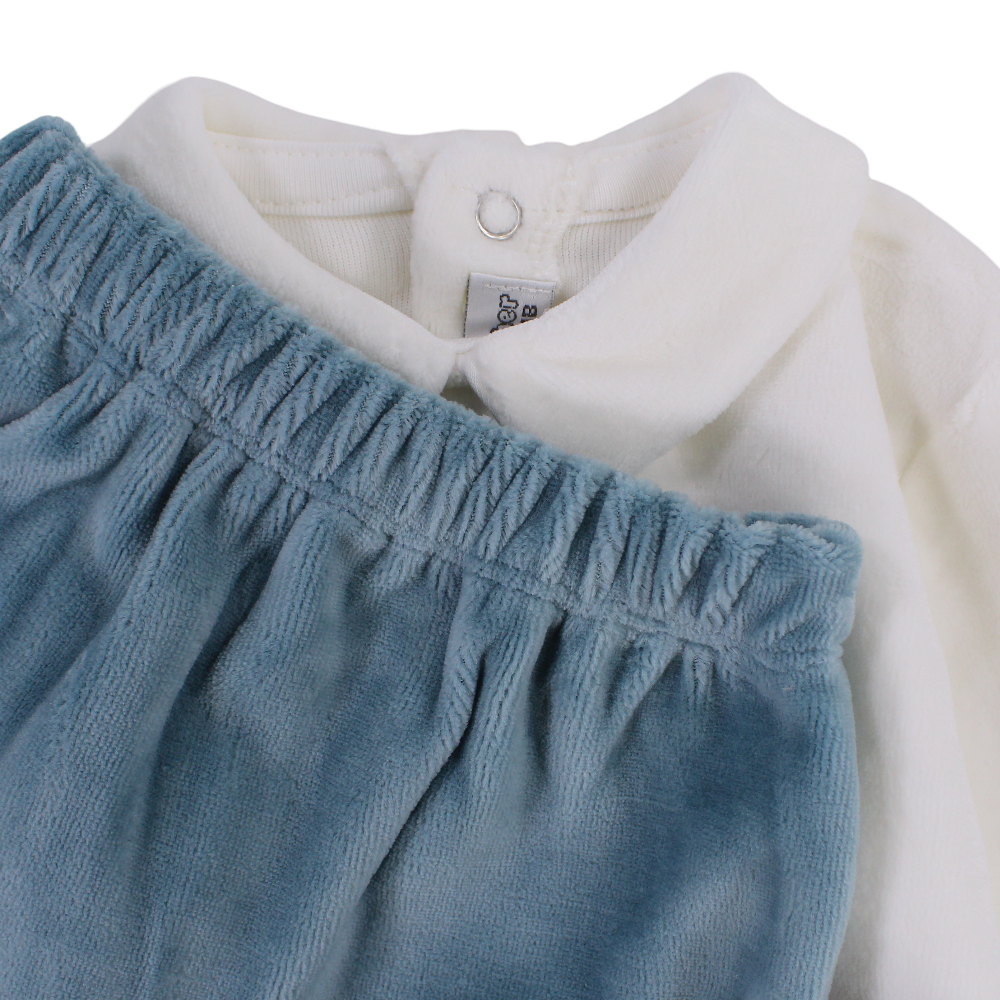 Baby Boys Velvet Pajama Set – Train Design