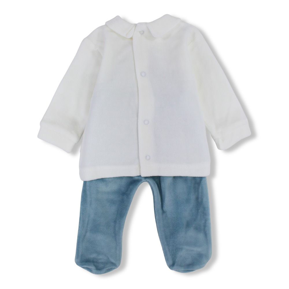 Baby Boys Velvet Pajama Set – Train Design